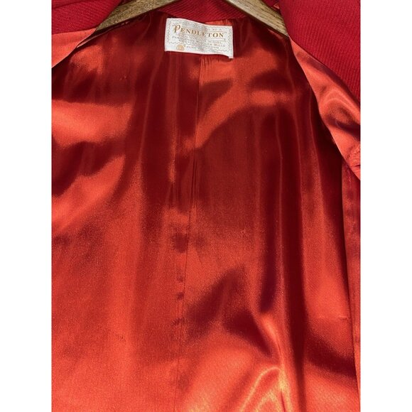 Vtg Pendleton RED O/S Cape Coat 44" Long Wool Satin Lined 70's EXCELLENT - Picture 10 of 14